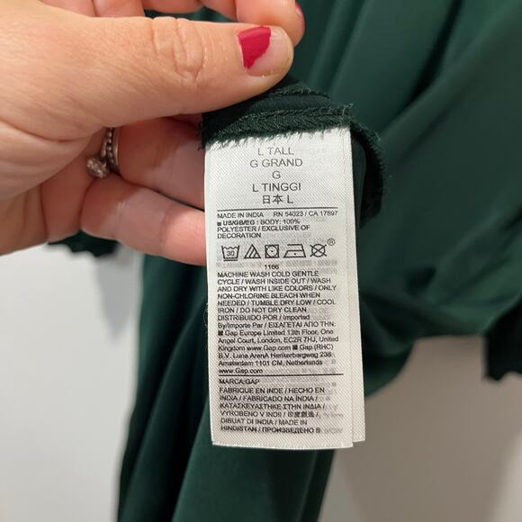 Gap Green Maxi Dress L Tall NWT Holiday Party Long Sleeve Emerald Evening - Picture 9 of 11